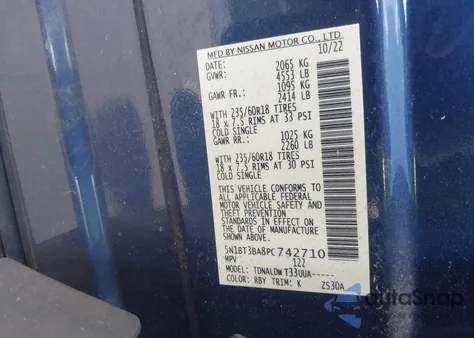 2023 Nissan Rogue Sv Fwd из США, поврежденный, VIN 5N1BT3BA8PC742710